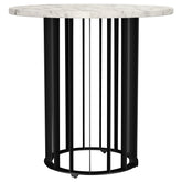 Orleans Furniture - Coaster - Haven Round Genuine White Marble Top End Side Table Black - 706207